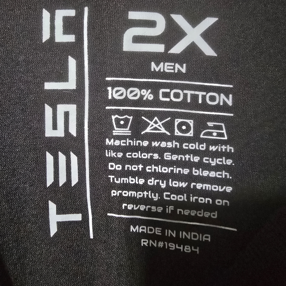 Tesla Black Men's T-Shirt Size 2x Brand New - Picture 4 of 4